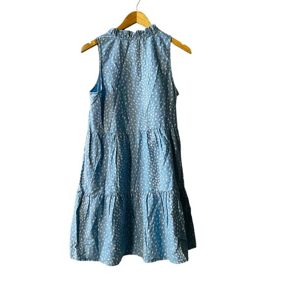 Mud Pie Printed Sleeveless Tiered Dress Size S Small Blue - Picture 3 of 8